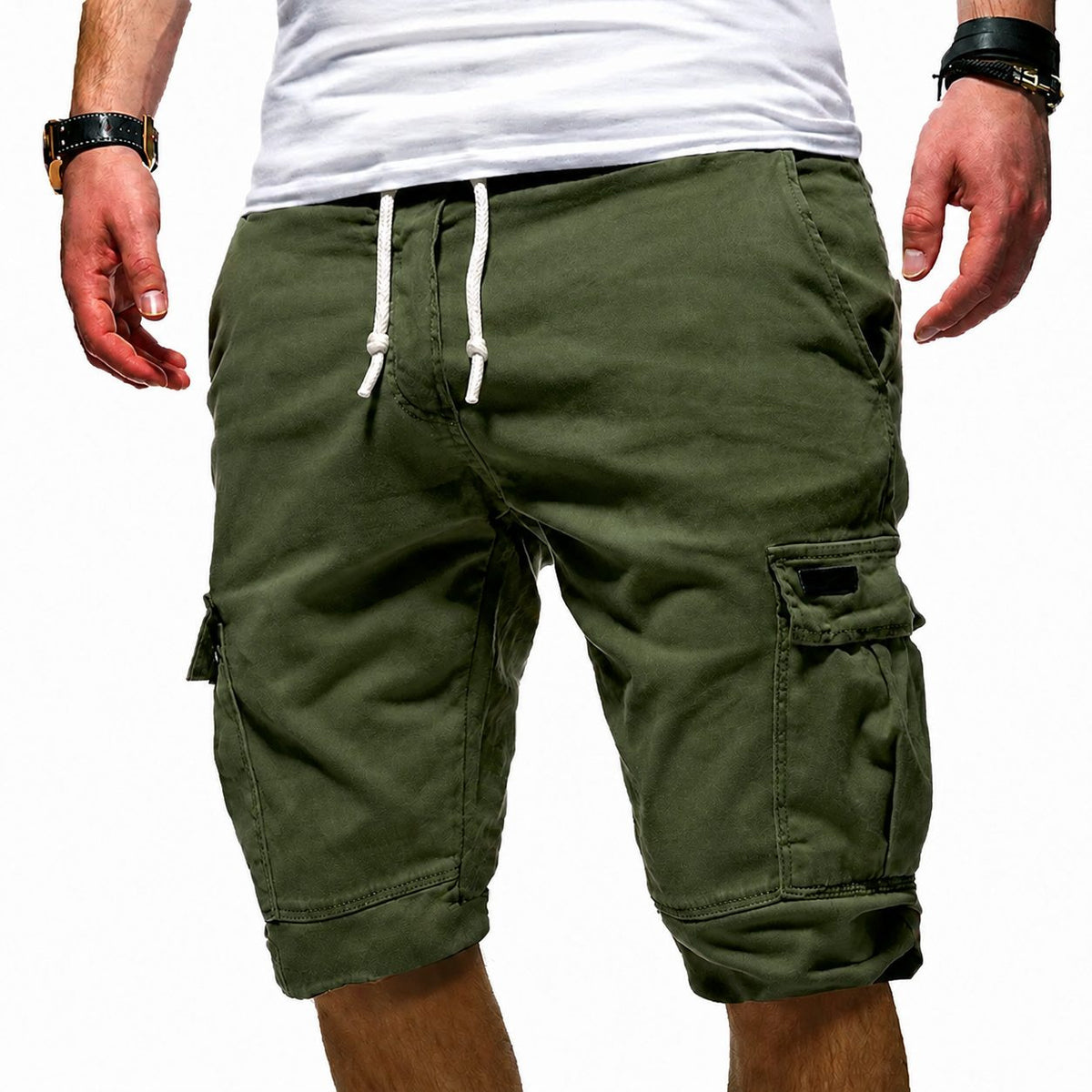 Men's Cargo Shorts Relaxed Fit, Knee-Length with Drawstring