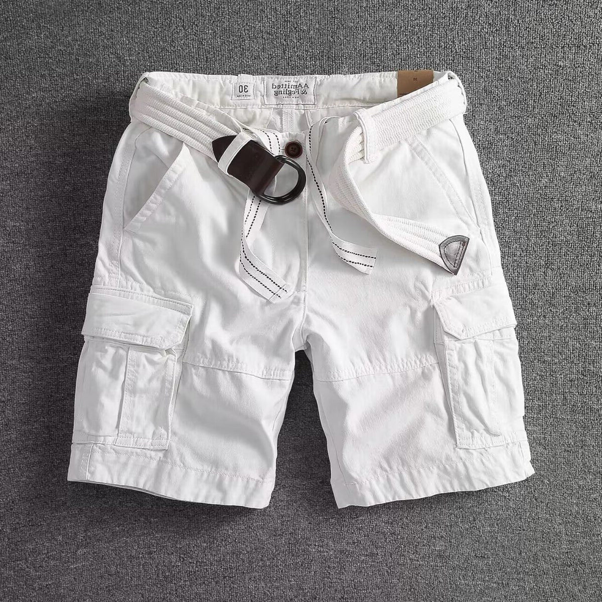 Men's Cargo Shorts Relaxed Fit, Mid-Thigh Length with Belt
