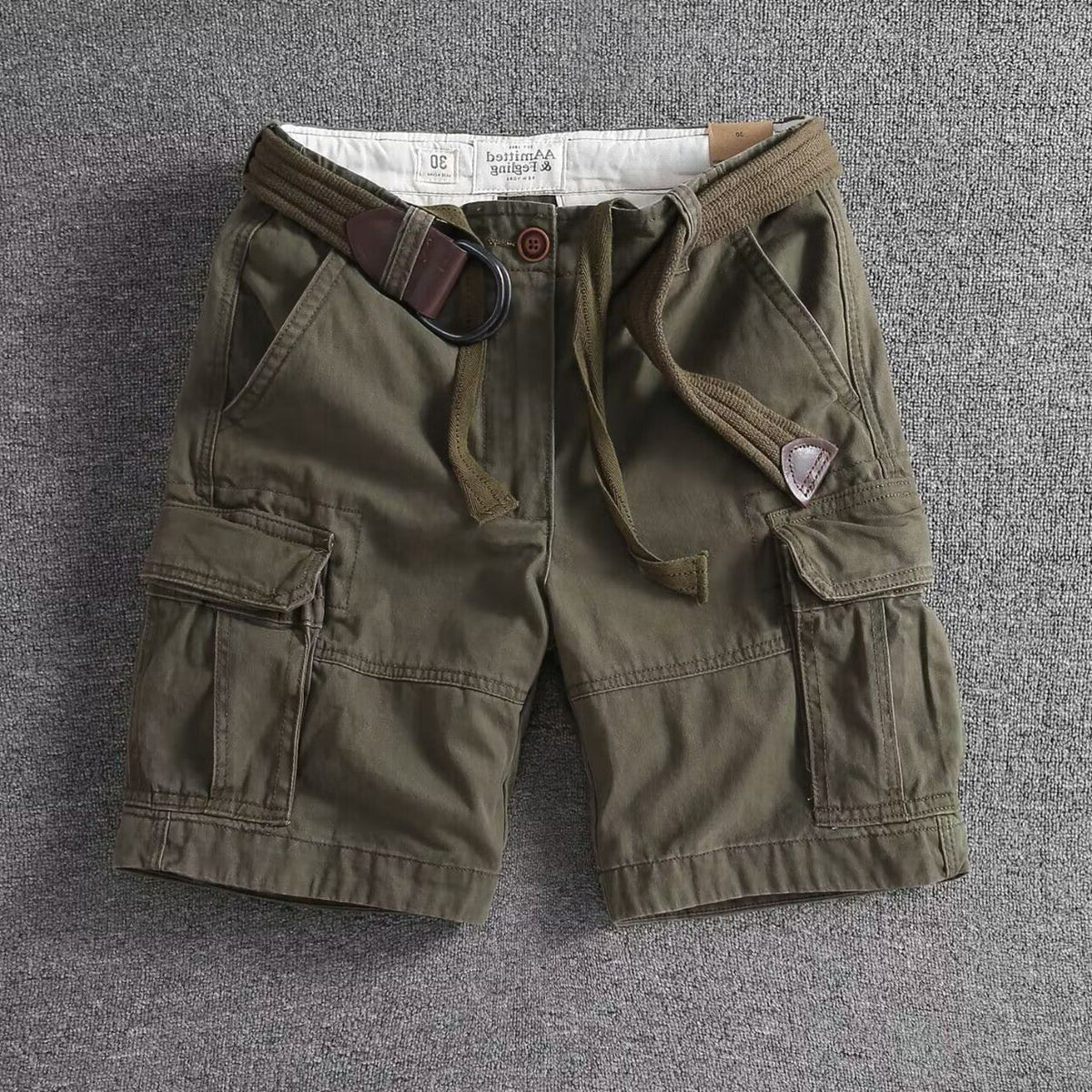 Men's Cargo Shorts Relaxed Fit, Mid-Thigh Length with Belt