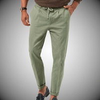 Men's Linen Pants Cotton Blend with Drawstring Waist