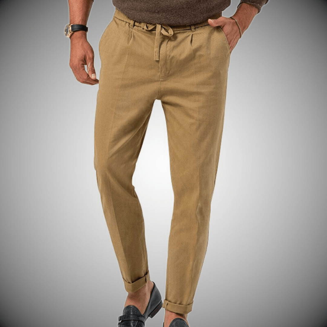 Men's Linen Pants Cotton Blend with Drawstring Waist