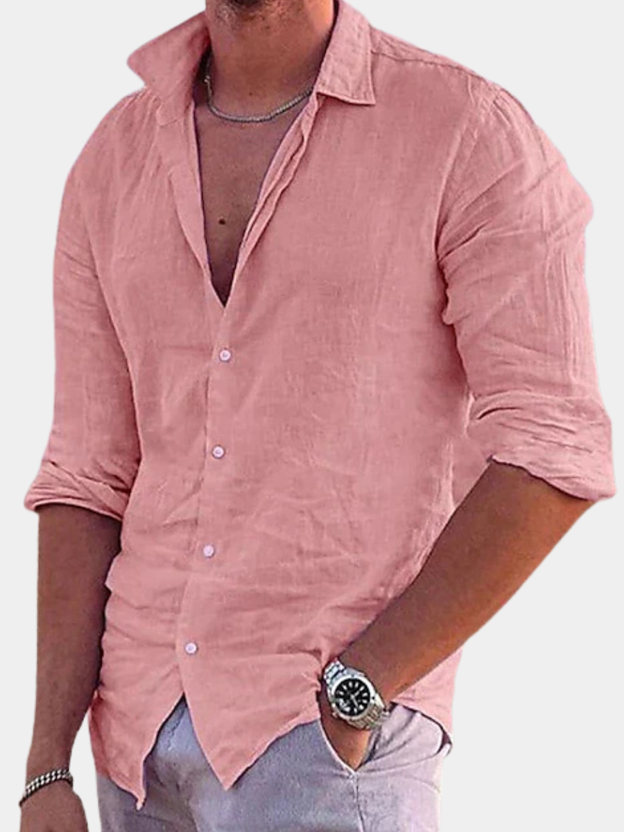 Men's Linen Shirts Cotton Blend, Long Sleeve, Regular Fit