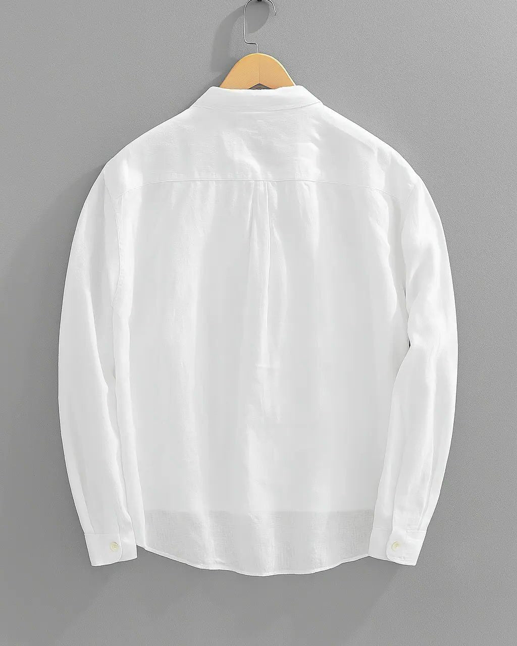 Men's Linen Shirts in Cotton Blend, Relaxed Long-Sleeve Popover