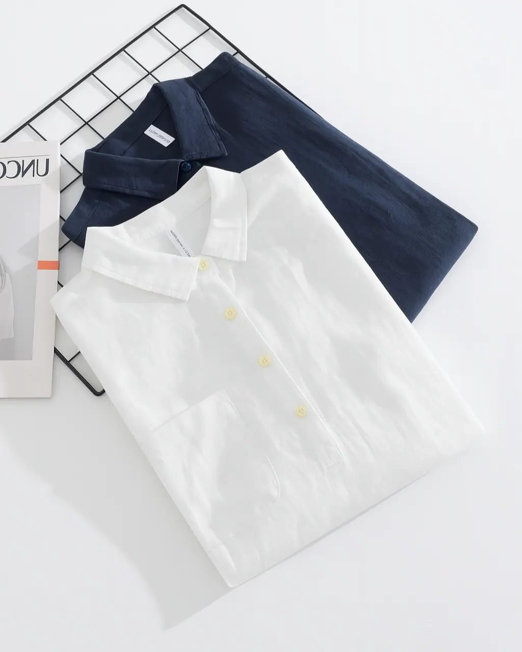 Men's Linen Shirts in Cotton Blend, Relaxed Long-Sleeve Popover