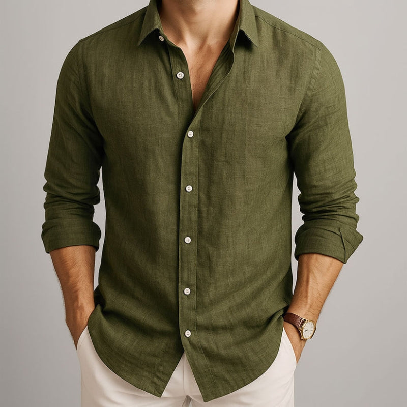 Men's Linen Shirts in Lightweight Cotton Blend, Regular Fit
