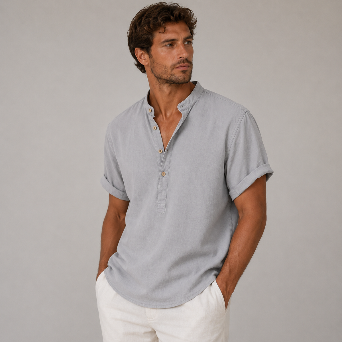 Men's Linen Shirts, Lightweight Blend, Relaxed Fit, Short Sleeves