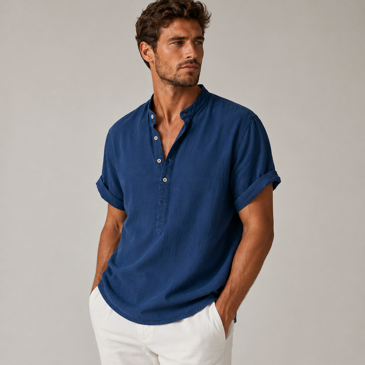 Men's Linen Shirts, Lightweight Blend, Relaxed Fit, Short Sleeves