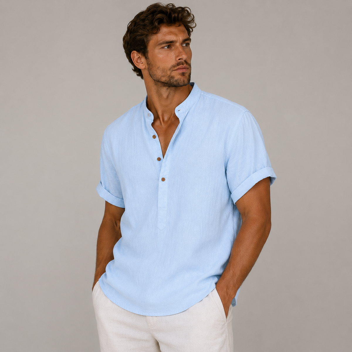 Men's Linen Shirts, Lightweight Blend, Relaxed Fit, Short Sleeves