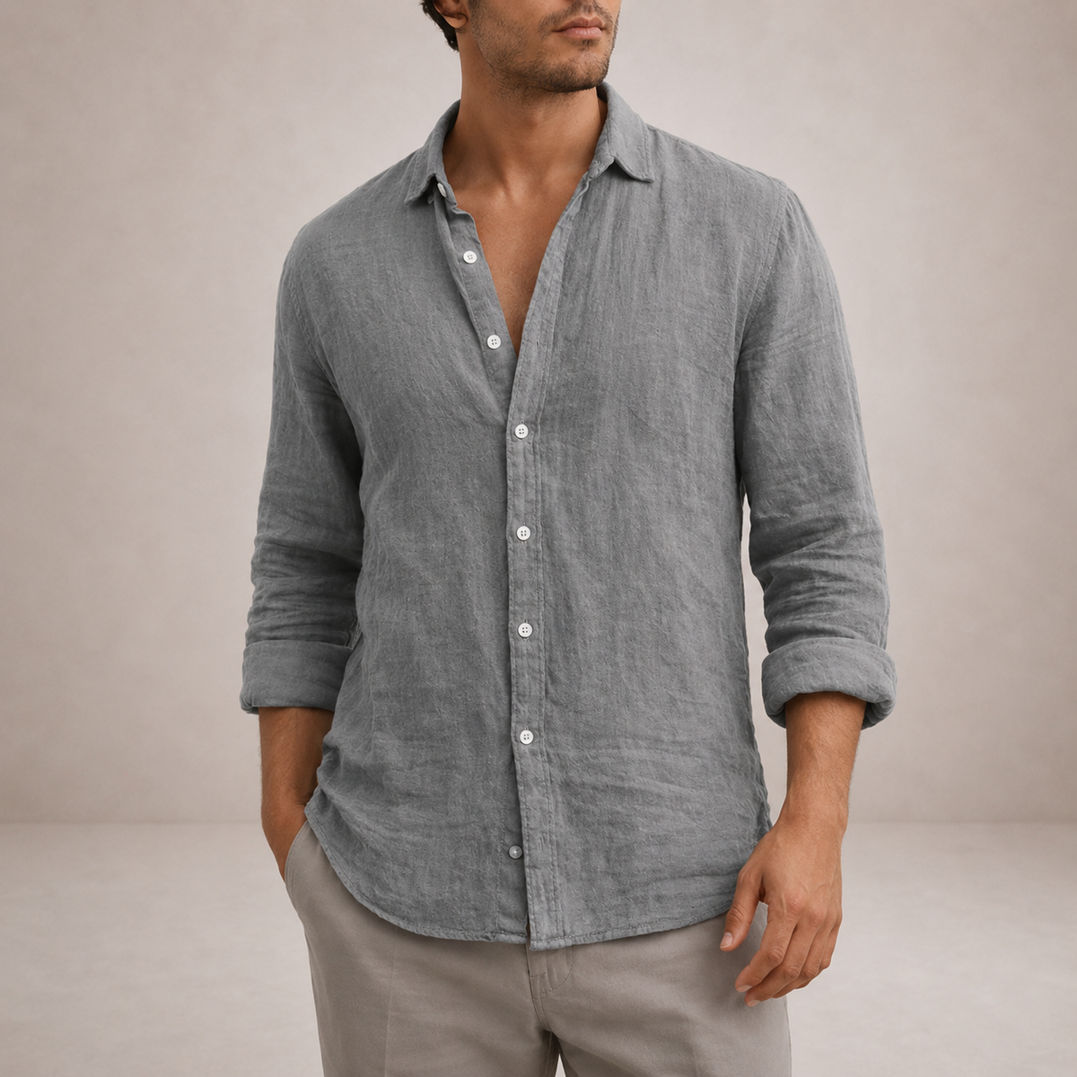 Men's Linen Shirts Lightweight Regular Fit for Summer