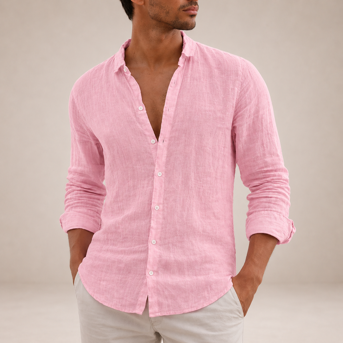 Men's Linen Shirts Lightweight Regular Fit for Summer