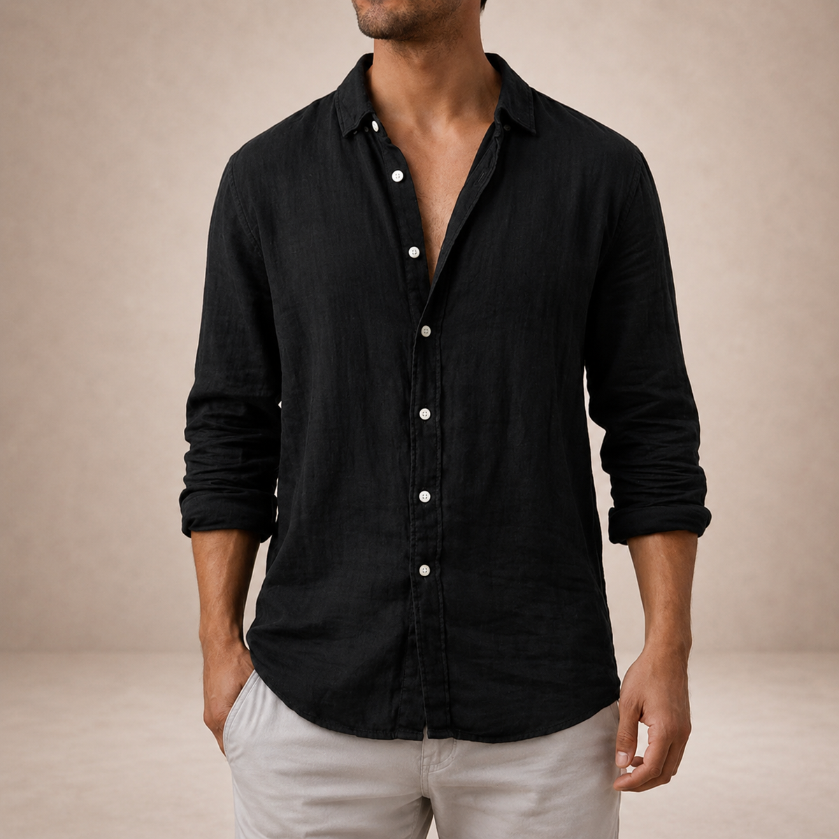 Men's Linen Shirts Lightweight Regular Fit for Summer