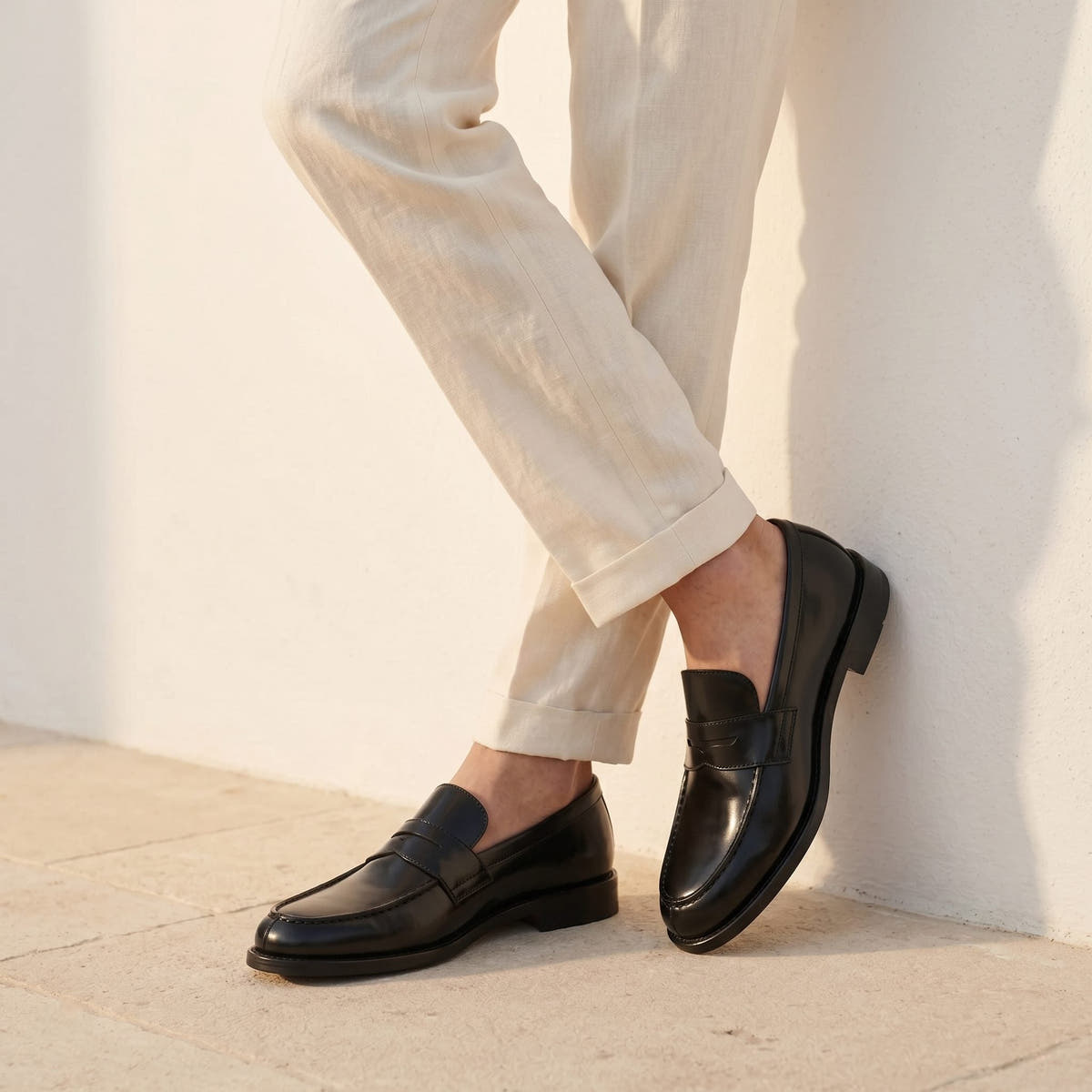 Men's Loafers in Smooth Leather, Slip-On Penny Style