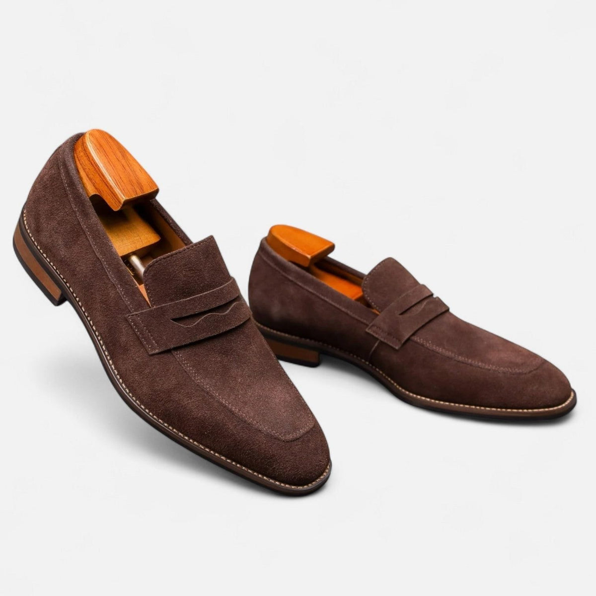 Men's Loafers in Suede, Slip-On Penny Style for Smart-Casual Wear