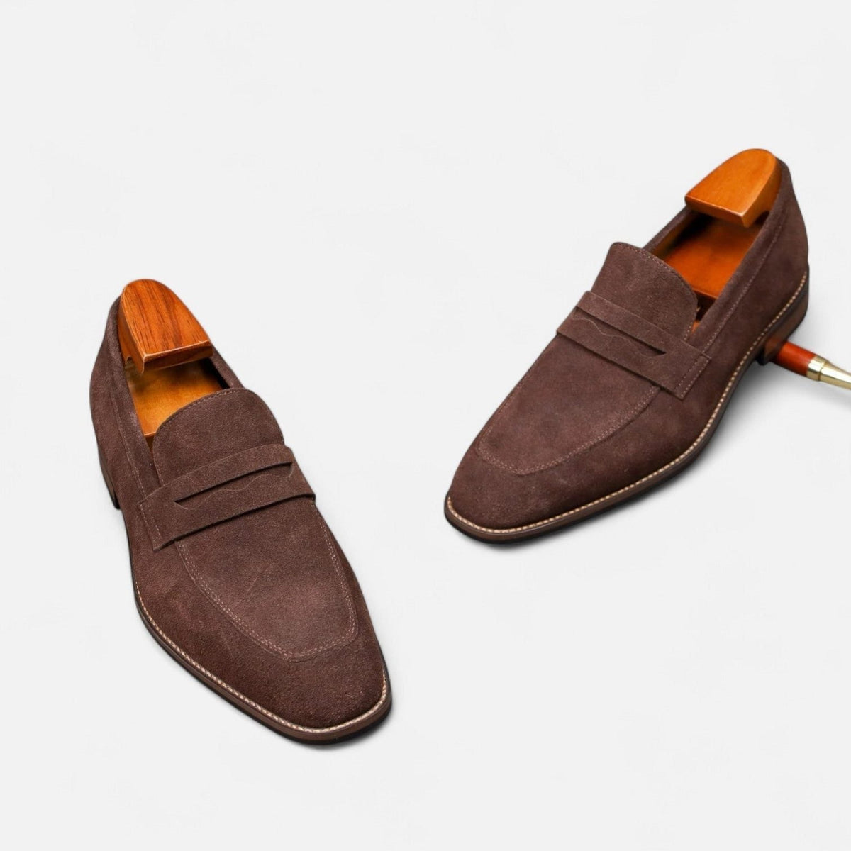 Men's Loafers in Suede, Slip-On Penny Style for Smart-Casual Wear
