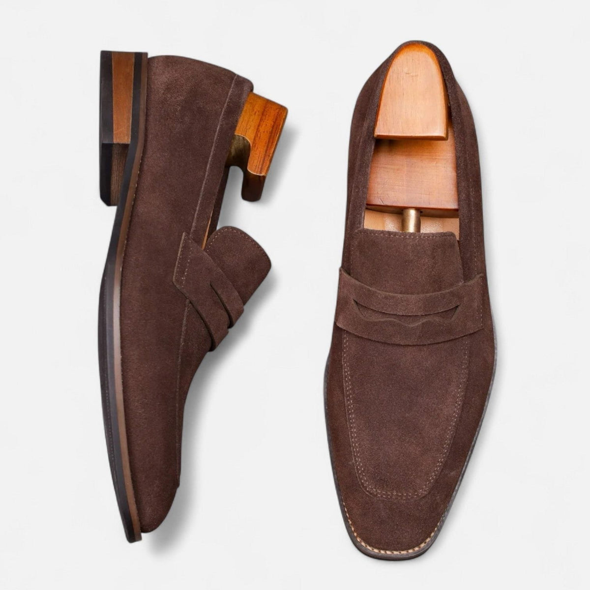 Men's Loafers in Suede, Slip-On Penny Style for Smart-Casual Wear