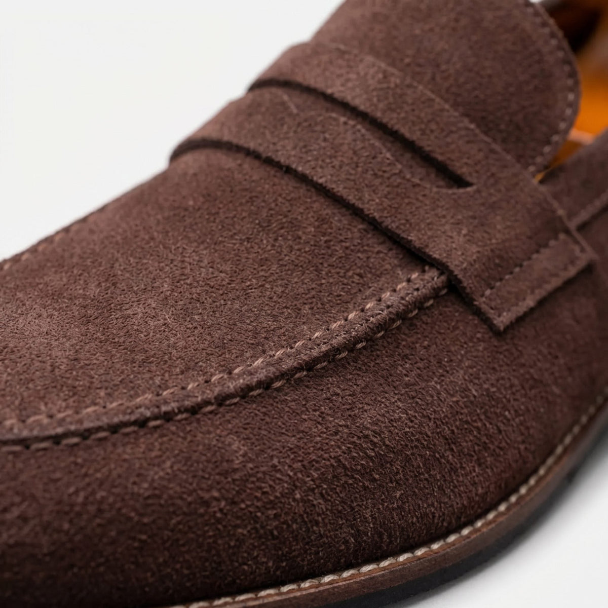 Men's Loafers in Suede, Slip-On Penny Style for Smart-Casual Wear