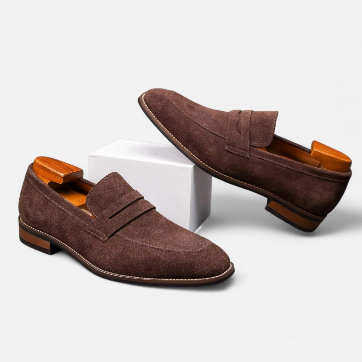 Men's Loafers in Suede, Slip-On Penny Style for Smart-Casual Wear