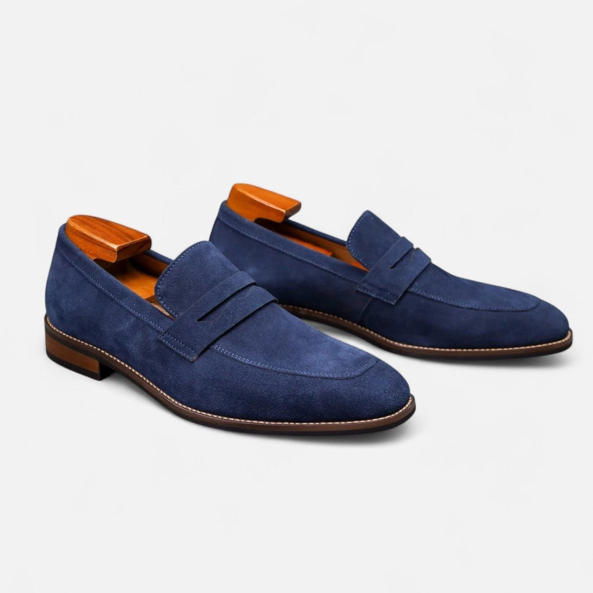 Men's Loafers in Suede, Slip-On Penny Style for Smart-Casual Wear