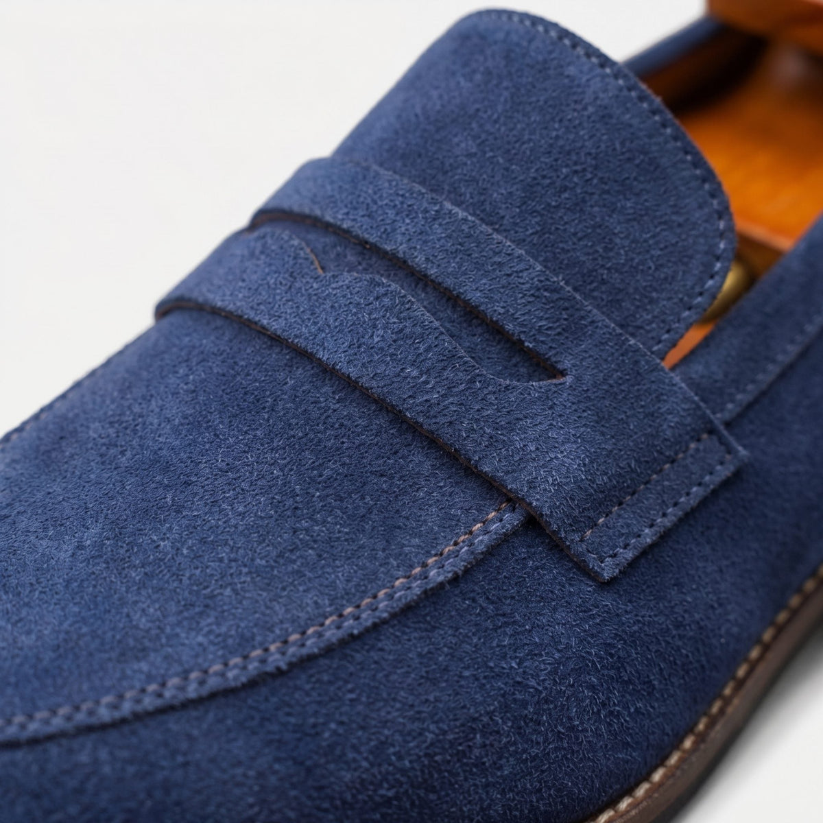 Men's Loafers in Suede, Slip-On Penny Style for Smart-Casual Wear