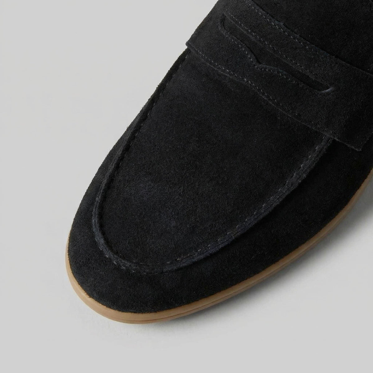 Men's Loafers in Suede with Penny Strap, Slip-On Low Heel