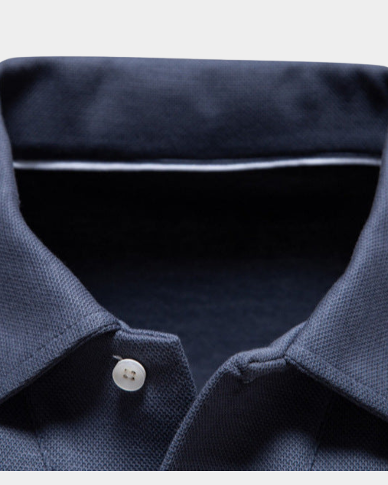 Men's Polo Shirts Classic Fit, Long Sleeves and Button Placket