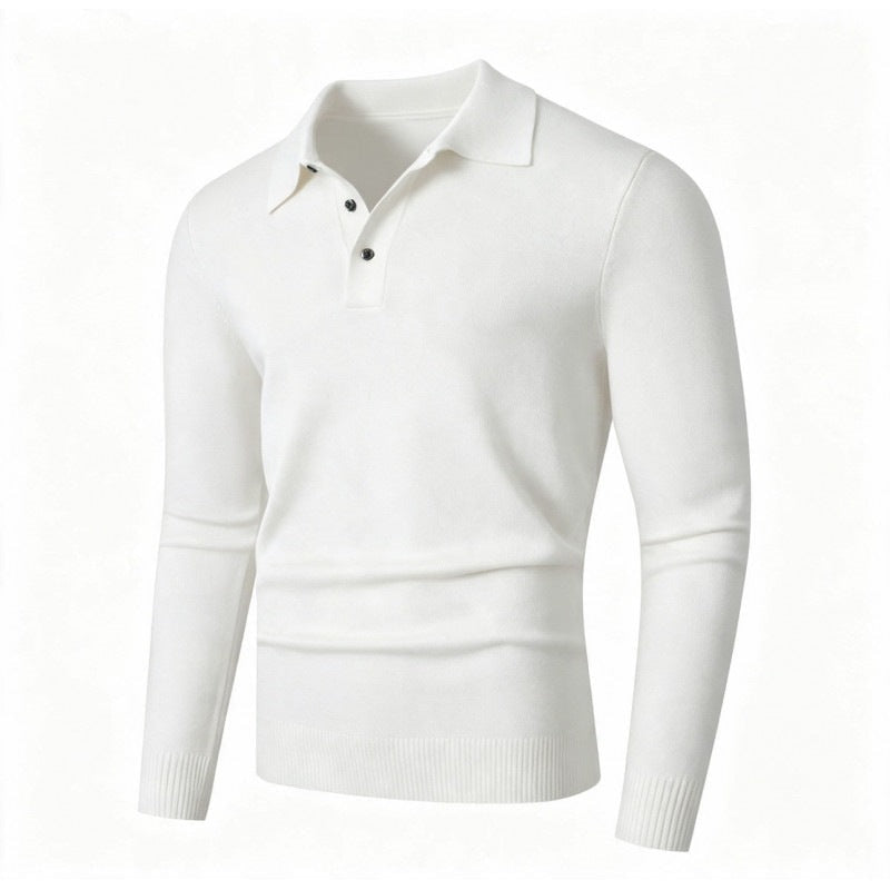 Men's Polo Shirts Fine Knit, Long Sleeves and Slim Fit