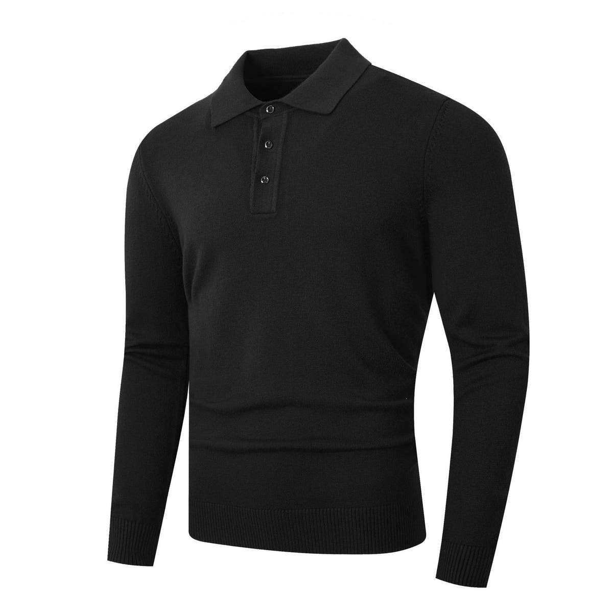 Men's Polo Shirts Fine Knit, Long Sleeves and Slim Fit