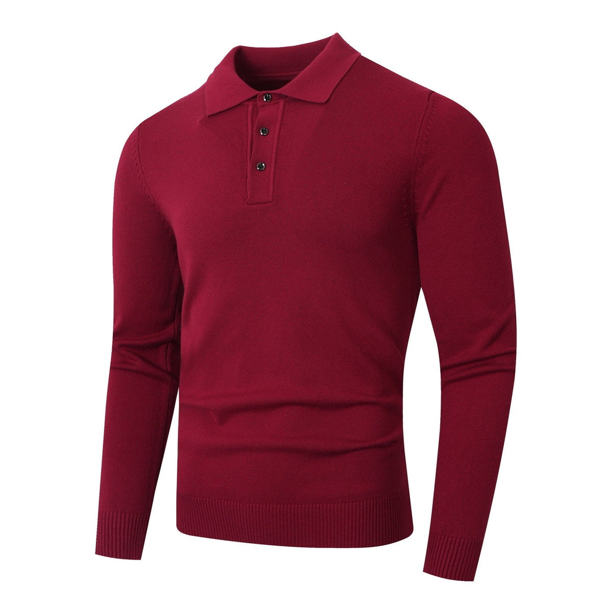Men's Polo Shirts Fine Knit, Long Sleeves and Slim Fit