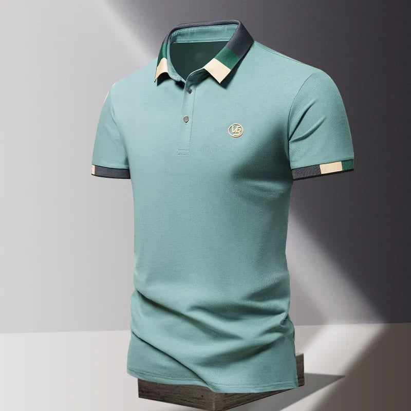 Men's Polo Shirts, Fitted Short Sleeves with Contrast Collar