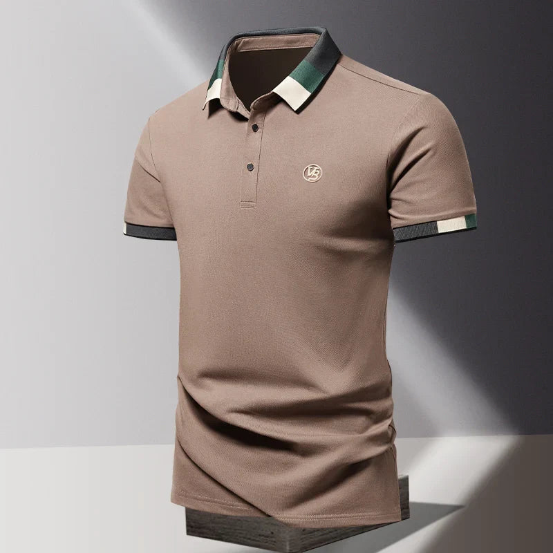 Men's Polo Shirts, Fitted Short Sleeves with Contrast Collar