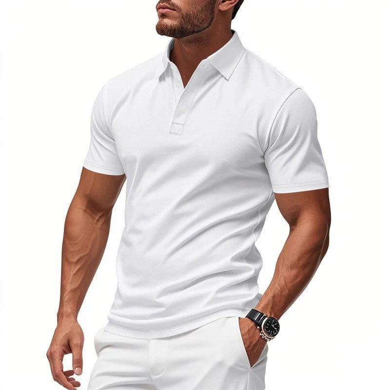 Men's Polo Shirts in Stretch Fabric, Tailored Fit, Short Sleeves