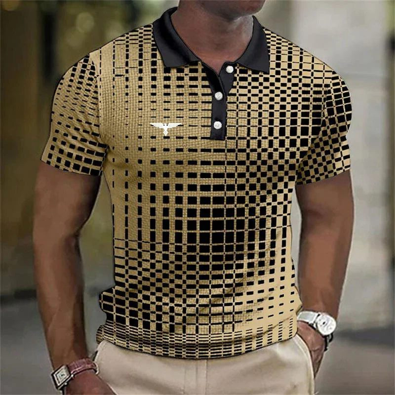 Men's Polo Shirts Regular Fit with Short Sleeves, Checkered