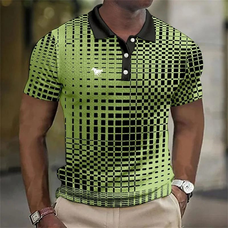 Men's Polo Shirts Regular Fit with Short Sleeves, Checkered