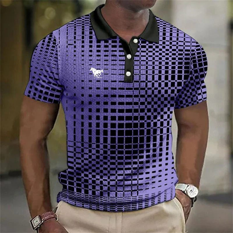 Men's Polo Shirts Regular Fit with Short Sleeves, Checkered