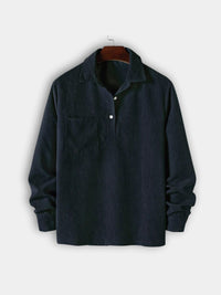 Men's Polo Shirts Ribbed Knit, Long Sleeves and Relaxed Fit