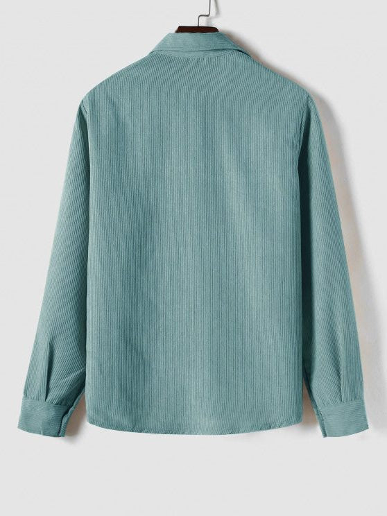 Men's Polo Shirts Ribbed Knit, Long Sleeves and Relaxed Fit