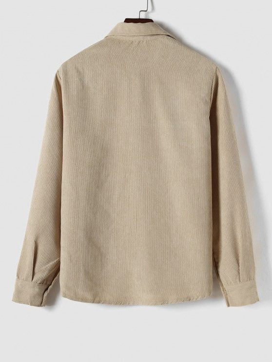 Men's Polo Shirts Ribbed Knit, Long Sleeves and Relaxed Fit