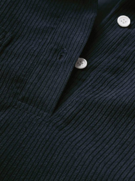 Men's Polo Shirts Ribbed Knit, Long Sleeves and Relaxed Fit