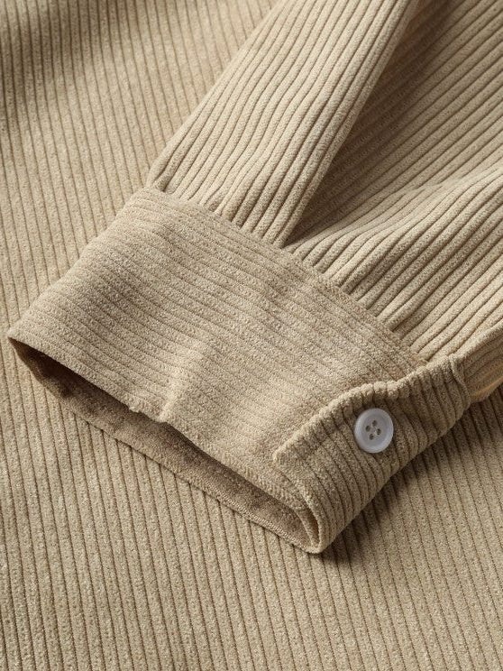 Men's Polo Shirts Ribbed Knit, Long Sleeves and Relaxed Fit