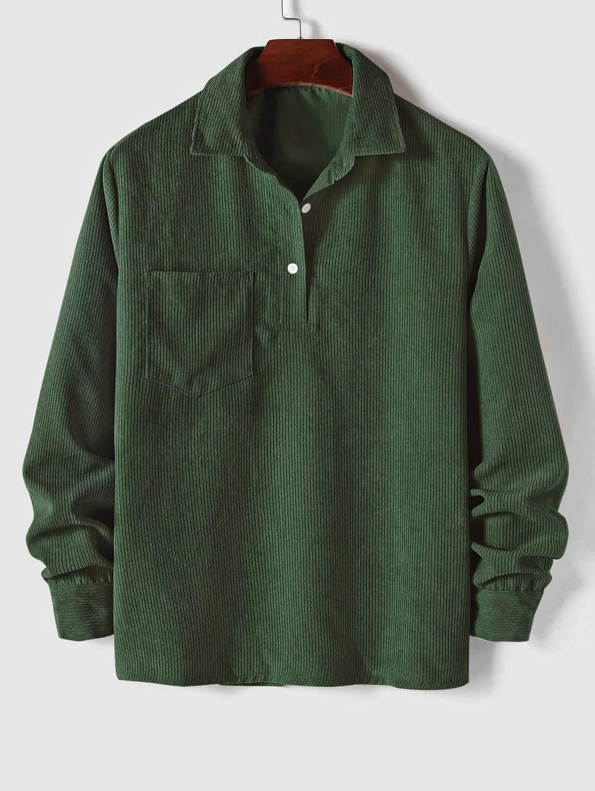 Men's Polo Shirts Ribbed Knit, Long Sleeves and Relaxed Fit