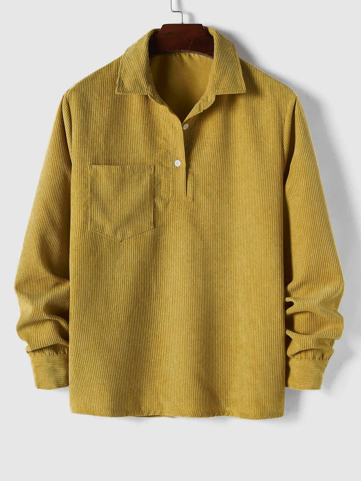 Men's Polo Shirts Ribbed Knit, Long Sleeves and Relaxed Fit