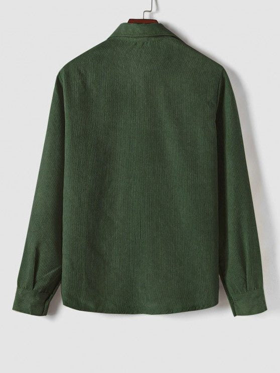 Men's Polo Shirts Ribbed Knit, Long Sleeves and Relaxed Fit