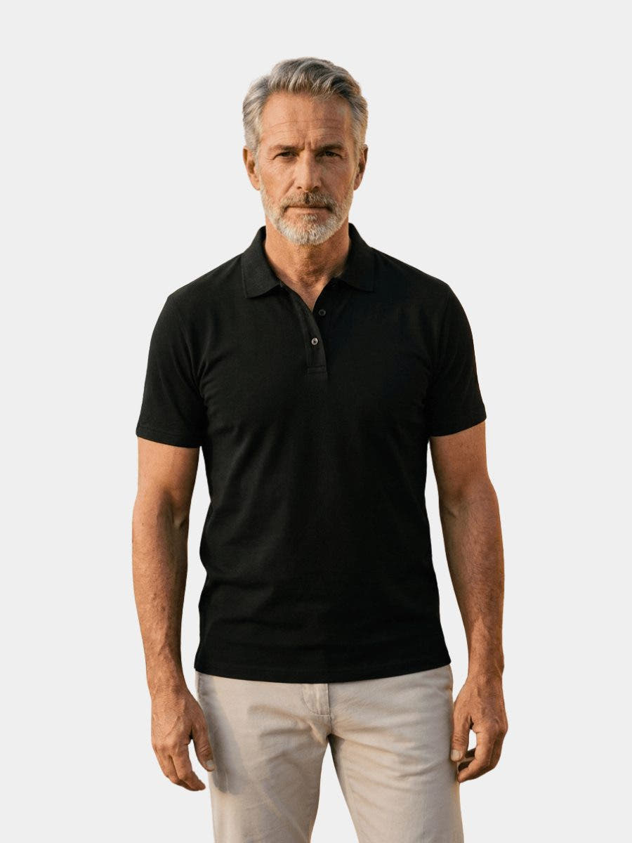 Men's Polo Shirts, Stretch Short Sleeve with Button Placket