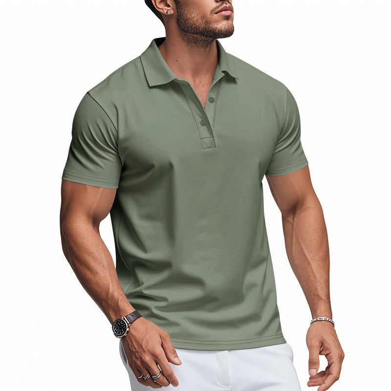 Men's Polo Shirts, Stretch Short Sleeve with Button Placket