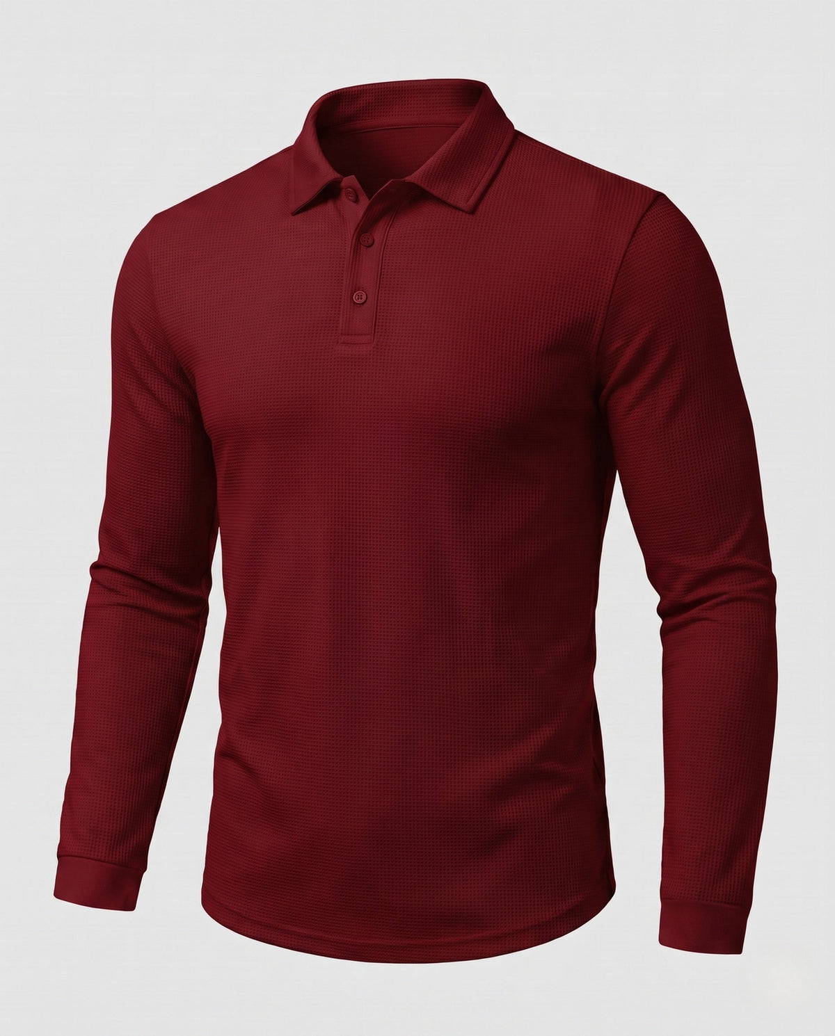 Men's Polo Shirts Textured Jersey, Long Sleeve Slim Fit