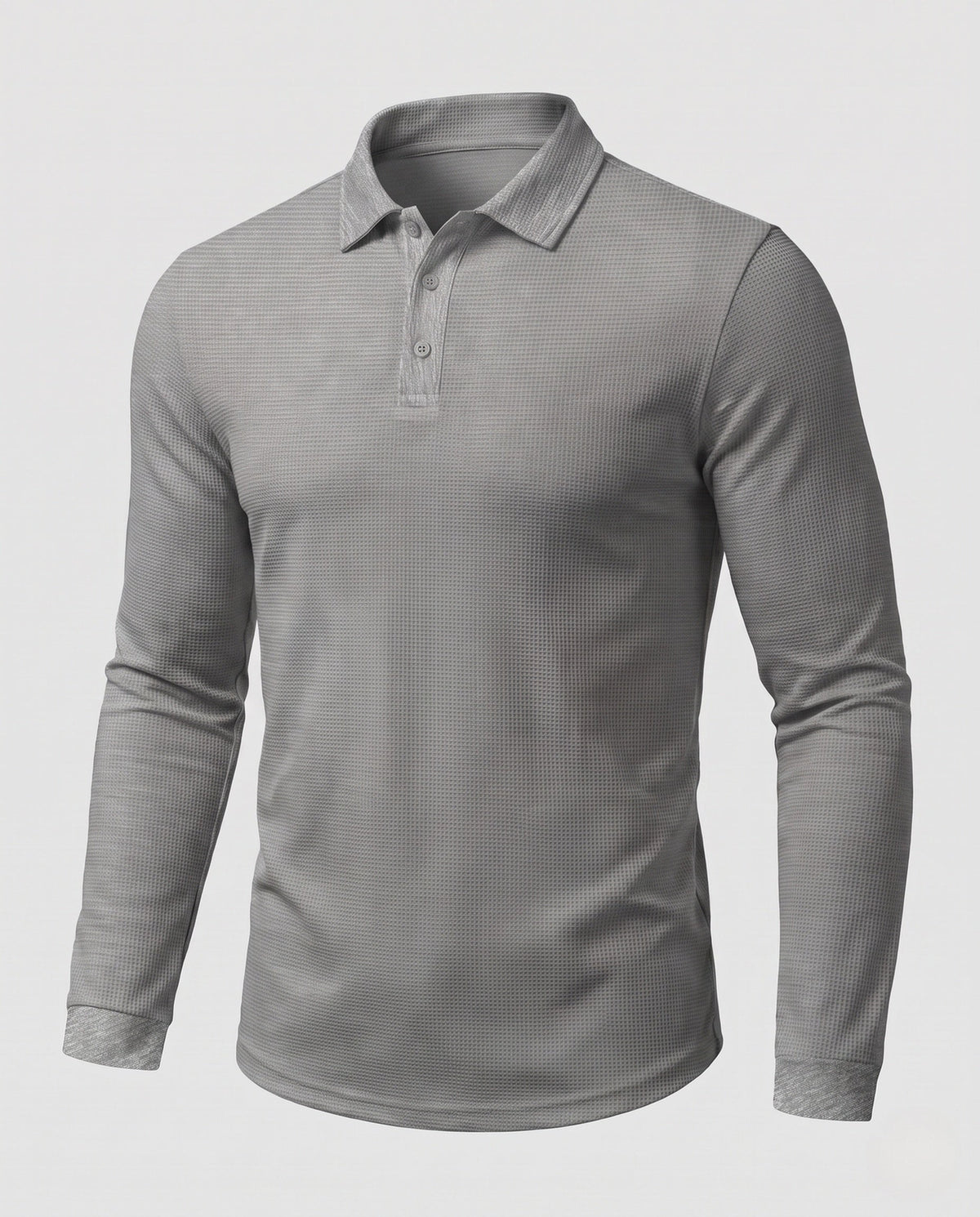 Men's Polo Shirts Textured Jersey, Long Sleeve Slim Fit