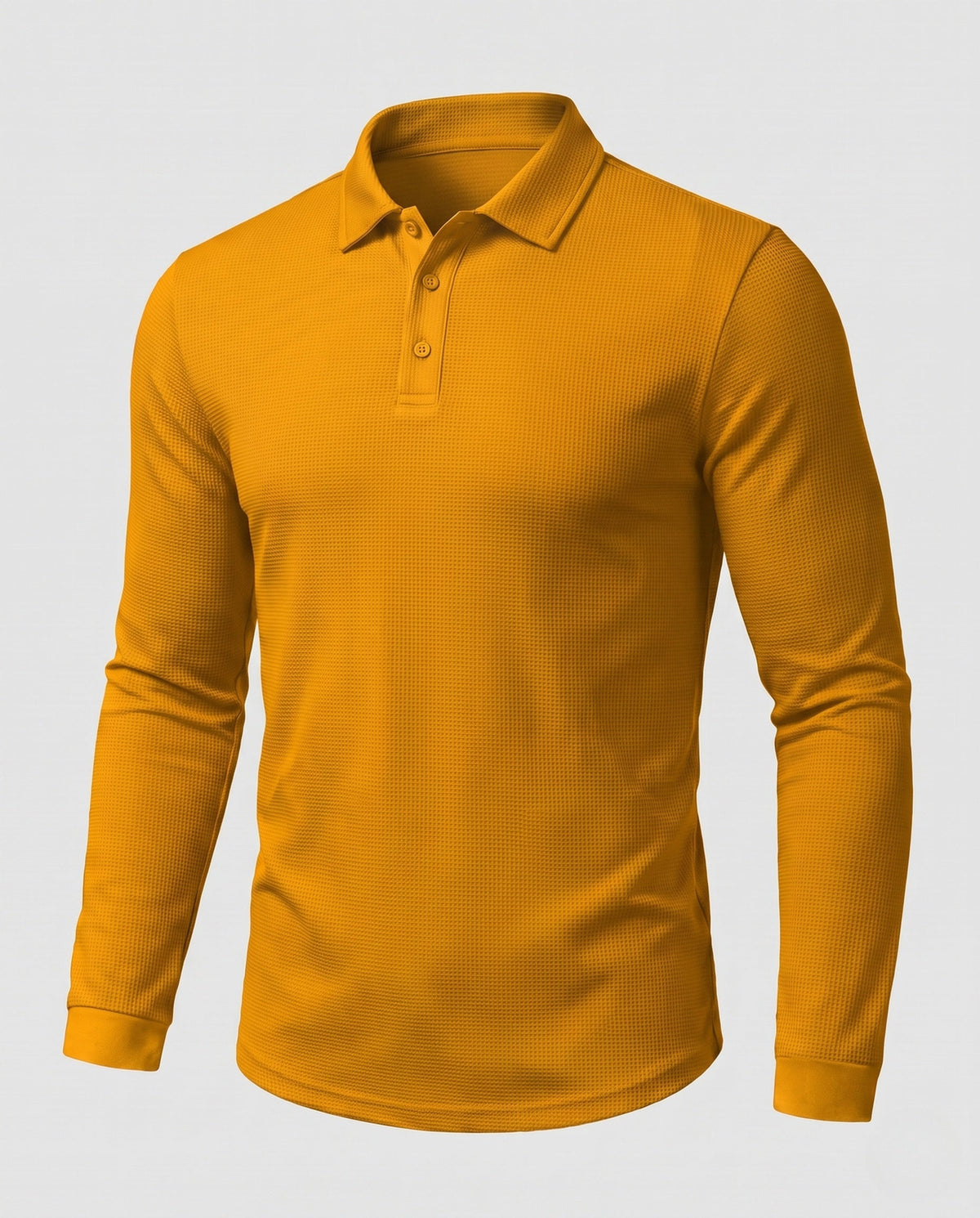 Men's Polo Shirts Textured Jersey, Long Sleeve Slim Fit