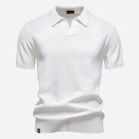 Men's Polo Shirts Textured Knit, Relaxed Fit, Short Sleeves