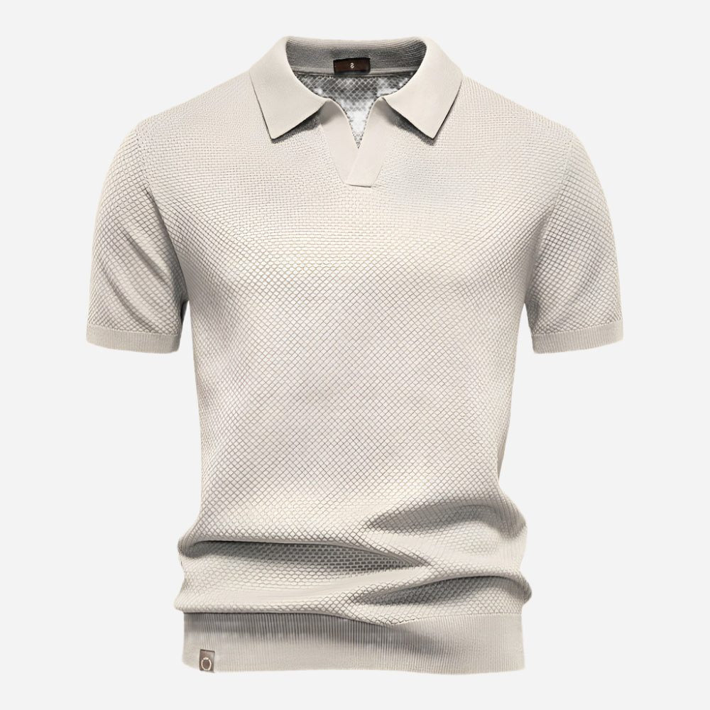 Men's Polo Shirts Textured Knit, Relaxed Fit, Short Sleeves