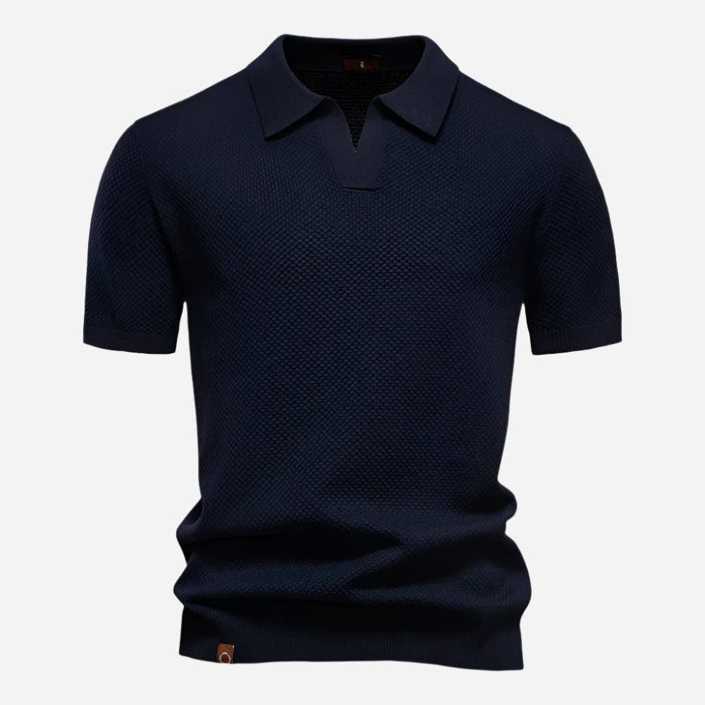 Men's Polo Shirts Textured Knit, Relaxed Fit, Short Sleeves